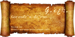 Gorzsás Áron névjegykártya